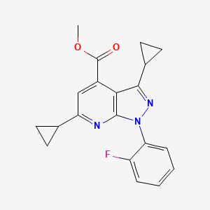 molecular formula C20H18FN3O2 B10905926 methyl 3,6-dicyclopropyl-1-(2-fluorophenyl)-1H-pyrazolo[3,4-b]pyridine-4-carboxylate 