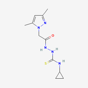 molecular formula C11H17N5OS B10906033 N-cyclopropyl-2-[(3,5-dimethyl-1H-pyrazol-1-yl)acetyl]hydrazinecarbothioamide 