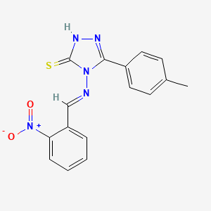 molecular formula C16H13N5O2S B10906045 5-(4-methylphenyl)-4-{[(E)-(2-nitrophenyl)methylidene]amino}-4H-1,2,4-triazol-3-yl hydrosulfide 