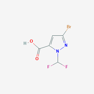 molecular formula C5H3BrF2N2O2 B10906053 3-bromo-1-(difluoromethyl)-1H-pyrazole-5-carboxylic acid 