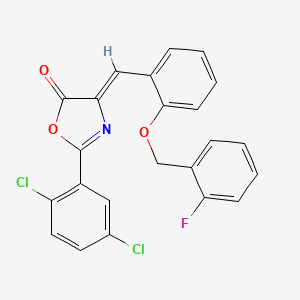molecular formula C23H14Cl2FNO3 B10906062 (4Z)-2-(2,5-dichlorophenyl)-4-{2-[(2-fluorobenzyl)oxy]benzylidene}-1,3-oxazol-5(4H)-one 