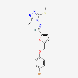 molecular formula C16H15BrN4O2S B10906067 N-[(E)-{5-[(4-bromophenoxy)methyl]furan-2-yl}methylidene]-3-methyl-5-(methylsulfanyl)-4H-1,2,4-triazol-4-amine 