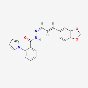 molecular formula C21H17N3O3 B10906073 N'-[(1Z,2E)-3-(1,3-benzodioxol-5-yl)prop-2-en-1-ylidene]-2-(1H-pyrrol-1-yl)benzohydrazide 