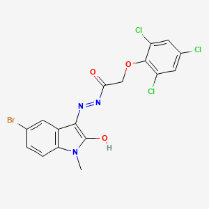 molecular formula C17H11BrCl3N3O3 B10906081 N'-[(3Z)-5-bromo-1-methyl-2-oxo-1,2-dihydro-3H-indol-3-ylidene]-2-(2,4,6-trichlorophenoxy)acetohydrazide 
