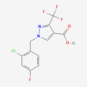 molecular formula C12H7ClF4N2O2 B10906135 1-(2-Chloro-4-fluorobenzyl)-3-(trifluoromethyl)-1H-pyrazole-4-carboxylic acid 