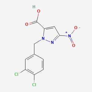 molecular formula C11H7Cl2N3O4 B10906141 1-(3,4-Dichlorobenzyl)-3-nitro-1H-pyrazole-5-carboxylic acid 