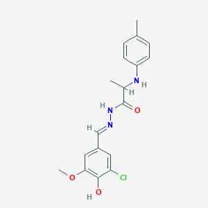 molecular formula C18H20ClN3O3 B10906178 N'~1~-[(E)-1-(3-Chloro-4-hydroxy-5-methoxyphenyl)methylidene]-2-(4-toluidino)propanohydrazide 