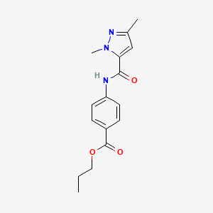 molecular formula C16H19N3O3 B10906200 propyl 4-{[(1,3-dimethyl-1H-pyrazol-5-yl)carbonyl]amino}benzoate 