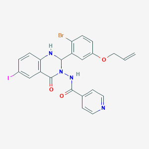 molecular formula C23H18BrIN4O3 B10906252 N-{2-[2-bromo-5-(prop-2-en-1-yloxy)phenyl]-6-iodo-4-oxo-1,4-dihydroquinazolin-3(2H)-yl}pyridine-4-carboxamide 