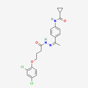 molecular formula C22H23Cl2N3O3 B10906304 N-{4-[(1Z)-1-{2-[4-(2,4-dichlorophenoxy)butanoyl]hydrazinylidene}ethyl]phenyl}cyclopropanecarboxamide 