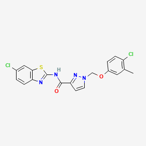 molecular formula C19H14Cl2N4O2S B10906342 N-(6-chloro-1,3-benzothiazol-2-yl)-1-[(4-chloro-3-methylphenoxy)methyl]-1H-pyrazole-3-carboxamide 