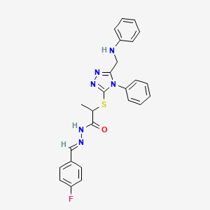 molecular formula C25H23FN6OS B10906389 N'-[(E)-(4-fluorophenyl)methylidene]-2-({4-phenyl-5-[(phenylamino)methyl]-4H-1,2,4-triazol-3-yl}sulfanyl)propanehydrazide 