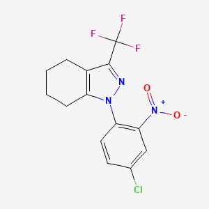 molecular formula C14H11ClF3N3O2 B10906401 1-(4-chloro-2-nitrophenyl)-3-(trifluoromethyl)-4,5,6,7-tetrahydro-1H-indazole 