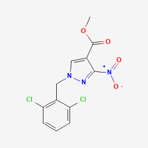 molecular formula C12H9Cl2N3O4 B10906402 Methyl 1-(2,6-dichlorobenzyl)-3-nitro-1H-pyrazole-4-carboxylate 