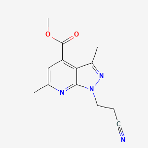 molecular formula C13H14N4O2 B10906449 methyl 1-(2-cyanoethyl)-3,6-dimethyl-1H-pyrazolo[3,4-b]pyridine-4-carboxylate 
