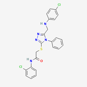molecular formula C23H19Cl2N5OS B10906482 N-(2-Chlorophenyl)-2-((5-(((4-chlorophenyl)amino)methyl)-4-phenyl-4H-1,2,4-triazol-3-yl)thio)acetamide 
