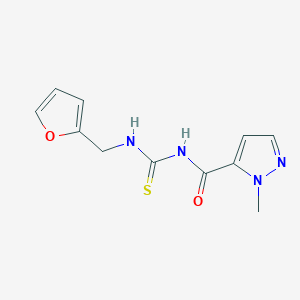 molecular formula C11H12N4O2S B10906496 N-[(furan-2-ylmethyl)carbamothioyl]-1-methyl-1H-pyrazole-5-carboxamide 