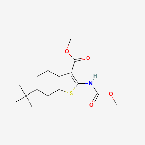 molecular formula C17H25NO4S B10906517 Methyl 6-tert-butyl-2-[(ethoxycarbonyl)amino]-4,5,6,7-tetrahydro-1-benzothiophene-3-carboxylate 
