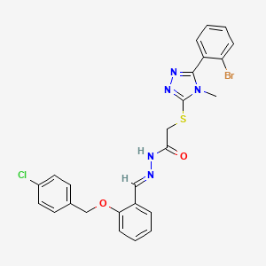 molecular formula C25H21BrClN5O2S B10906534 2-{[5-(2-bromophenyl)-4-methyl-4H-1,2,4-triazol-3-yl]sulfanyl}-N'-[(E)-{2-[(4-chlorobenzyl)oxy]phenyl}methylidene]acetohydrazide 