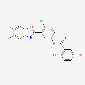 molecular formula C22H15BrCl2N2O2 B10906571 5-bromo-2-chloro-N-[4-chloro-3-(5,6-dimethyl-1,3-benzoxazol-2-yl)phenyl]benzamide 