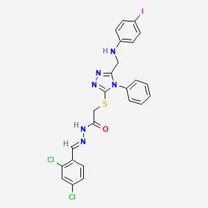 molecular formula C24H19Cl2IN6OS B10906581 N'-[(E)-(2,4-dichlorophenyl)methylidene]-2-[(5-{[(4-iodophenyl)amino]methyl}-4-phenyl-4H-1,2,4-triazol-3-yl)sulfanyl]acetohydrazide 