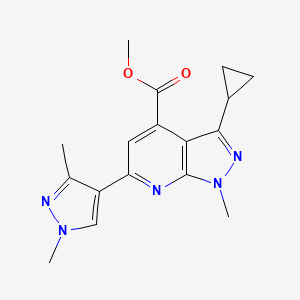 molecular formula C17H19N5O2 B10906614 methyl 3-cyclopropyl-6-(1,3-dimethyl-1H-pyrazol-4-yl)-1-methyl-1H-pyrazolo[3,4-b]pyridine-4-carboxylate 