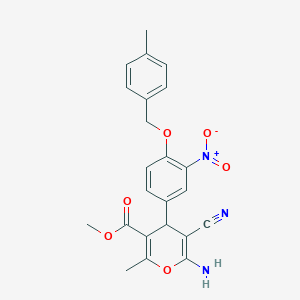 molecular formula C23H21N3O6 B10906632 methyl 6-amino-5-cyano-2-methyl-4-{4-[(4-methylbenzyl)oxy]-3-nitrophenyl}-4H-pyran-3-carboxylate 