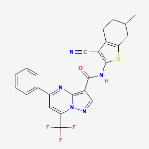 molecular formula C24H18F3N5OS B10906653 N-(3-cyano-6-methyl-4,5,6,7-tetrahydro-1-benzothiophen-2-yl)-5-phenyl-7-(trifluoromethyl)pyrazolo[1,5-a]pyrimidine-3-carboxamide 