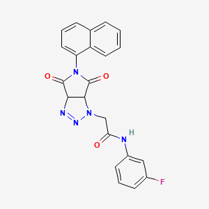 molecular formula C22H16FN5O3 B10906725 N-(3-fluorophenyl)-2-[5-(naphthalen-1-yl)-4,6-dioxo-4,5,6,6a-tetrahydropyrrolo[3,4-d][1,2,3]triazol-1(3aH)-yl]acetamide 