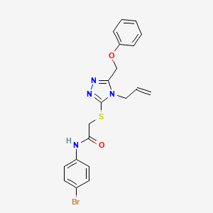 molecular formula C20H19BrN4O2S B10906726 N-(4-bromophenyl)-2-{[5-(phenoxymethyl)-4-(prop-2-en-1-yl)-4H-1,2,4-triazol-3-yl]sulfanyl}acetamide 