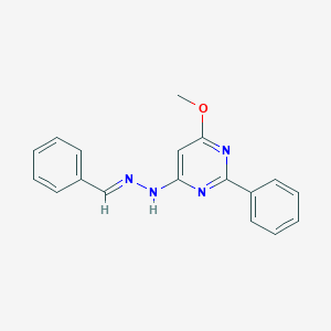 molecular formula C18H16N4O B10906775 4-[(2E)-2-benzylidenehydrazinyl]-6-methoxy-2-phenylpyrimidine 
