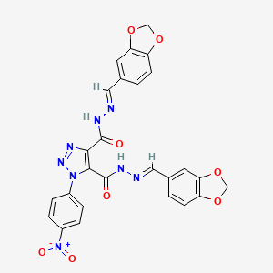 molecular formula C26H18N8O8 B10906781 N'~4~,N'~5~-bis[(E)-1,3-benzodioxol-5-ylmethylidene]-1-(4-nitrophenyl)-1H-1,2,3-triazole-4,5-dicarbohydrazide 