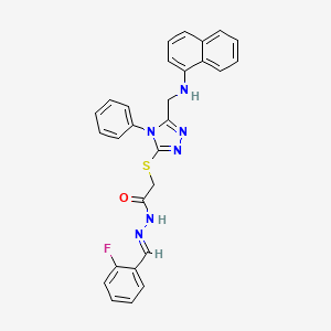 molecular formula C28H23FN6OS B10906783 N'-[(E)-(2-fluorophenyl)methylidene]-2-({5-[(naphthalen-1-ylamino)methyl]-4-phenyl-4H-1,2,4-triazol-3-yl}sulfanyl)acetohydrazide 