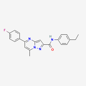 molecular formula C22H19FN4O B10906824 N-(4-ethylphenyl)-5-(4-fluorophenyl)-7-methylpyrazolo[1,5-a]pyrimidine-2-carboxamide 