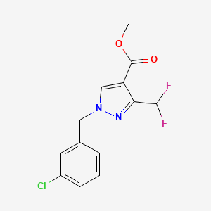 molecular formula C13H11ClF2N2O2 B10906896 Methyl 1-(3-chlorobenzyl)-3-(difluoromethyl)-1H-pyrazole-4-carboxylate 