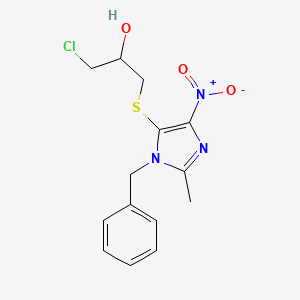 molecular formula C14H16ClN3O3S B10906944 Imidazole, 1-benzyl-5-(3-chloro-2-hydroxypropylthio)-2-methyl-4-nitro- CAS No. 115906-47-3