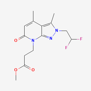 molecular formula C14H17F2N3O3 B10906955 Methyl 3-(2-(2,2-difluoroethyl)-3,4-dimethyl-6-oxo-2H-pyrazolo[3,4-b]pyridin-7(6H)-yl)propanoate 