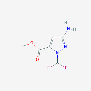 molecular formula C6H7F2N3O2 B10906974 Methyl 3-amino-1-(difluoromethyl)-1H-pyrazole-5-carboxylate 