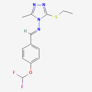 molecular formula C13H14F2N4OS B10907003 N-{(E)-[4-(difluoromethoxy)phenyl]methylidene}-3-(ethylsulfanyl)-5-methyl-4H-1,2,4-triazol-4-amine 