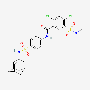 molecular formula C25H29Cl2N3O5S2 B10907009 N~1~-{4-[(1-Adamantylamino)sulfonyl]phenyl}-2,4-dichloro-5-[(dimethylamino)sulfonyl]benzamide 
