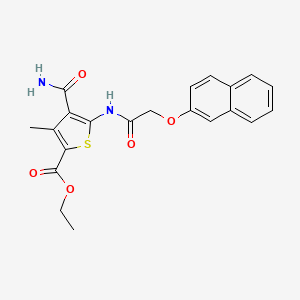 molecular formula C21H20N2O5S B10907012 Ethyl 4-carbamoyl-3-methyl-5-{[(naphthalen-2-yloxy)acetyl]amino}thiophene-2-carboxylate 
