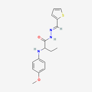 molecular formula C16H19N3O2S B10907022 2-[(4-methoxyphenyl)amino]-N'-[(E)-thiophen-2-ylmethylidene]butanehydrazide 