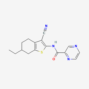 molecular formula C16H16N4OS B10907033 N-(3-cyano-6-ethyl-4,5,6,7-tetrahydro-1-benzothiophen-2-yl)pyrazine-2-carboxamide 