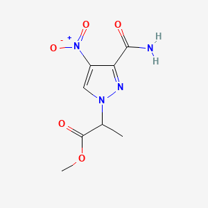 molecular formula C8H10N4O5 B10907050 methyl 2-(3-carbamoyl-4-nitro-1H-pyrazol-1-yl)propanoate 