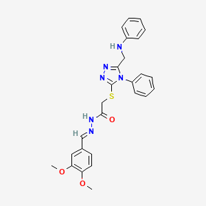 molecular formula C26H26N6O3S B10907057 N'-[(E)-(3,4-dimethoxyphenyl)methylidene]-2-({4-phenyl-5-[(phenylamino)methyl]-4H-1,2,4-triazol-3-yl}sulfanyl)acetohydrazide 