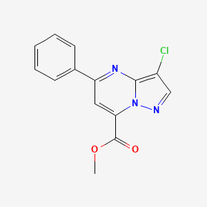 molecular formula C14H10ClN3O2 B10907092 Methyl 3-chloro-5-phenylpyrazolo[1,5-a]pyrimidine-7-carboxylate 