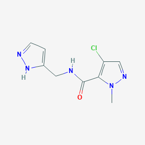 molecular formula C9H10ClN5O B10907164 4-chloro-1-methyl-N-(1H-pyrazol-3-ylmethyl)-1H-pyrazole-5-carboxamide 