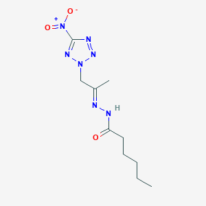 molecular formula C10H17N7O3 B10907220 N'-[(2E)-1-(5-nitro-2H-tetrazol-2-yl)propan-2-ylidene]hexanehydrazide 