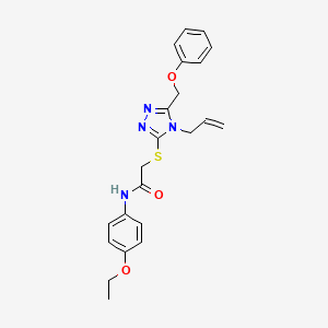 molecular formula C22H24N4O3S B10907238 N-(4-ethoxyphenyl)-2-{[5-(phenoxymethyl)-4-(prop-2-en-1-yl)-4H-1,2,4-triazol-3-yl]sulfanyl}acetamide 