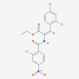 molecular formula C18H13Cl3N2O5 B10907290 ethyl (2E)-2-{[(2-chloro-4-nitrophenyl)carbonyl]amino}-3-(2,4-dichlorophenyl)prop-2-enoate 